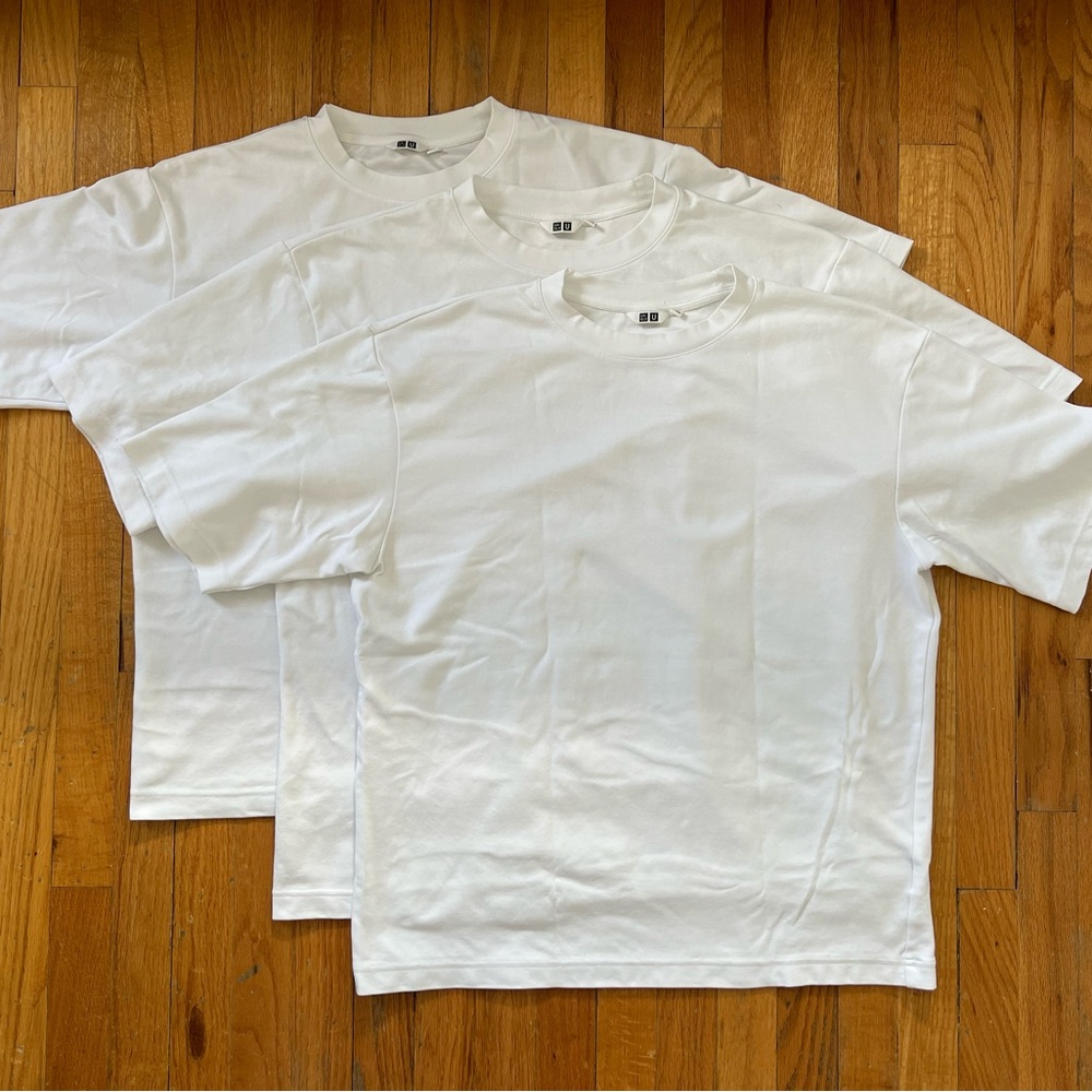 C2 - Uniqlo U AIRism Cotton Oversized Crew Neck T-Shirt 3x White Size L